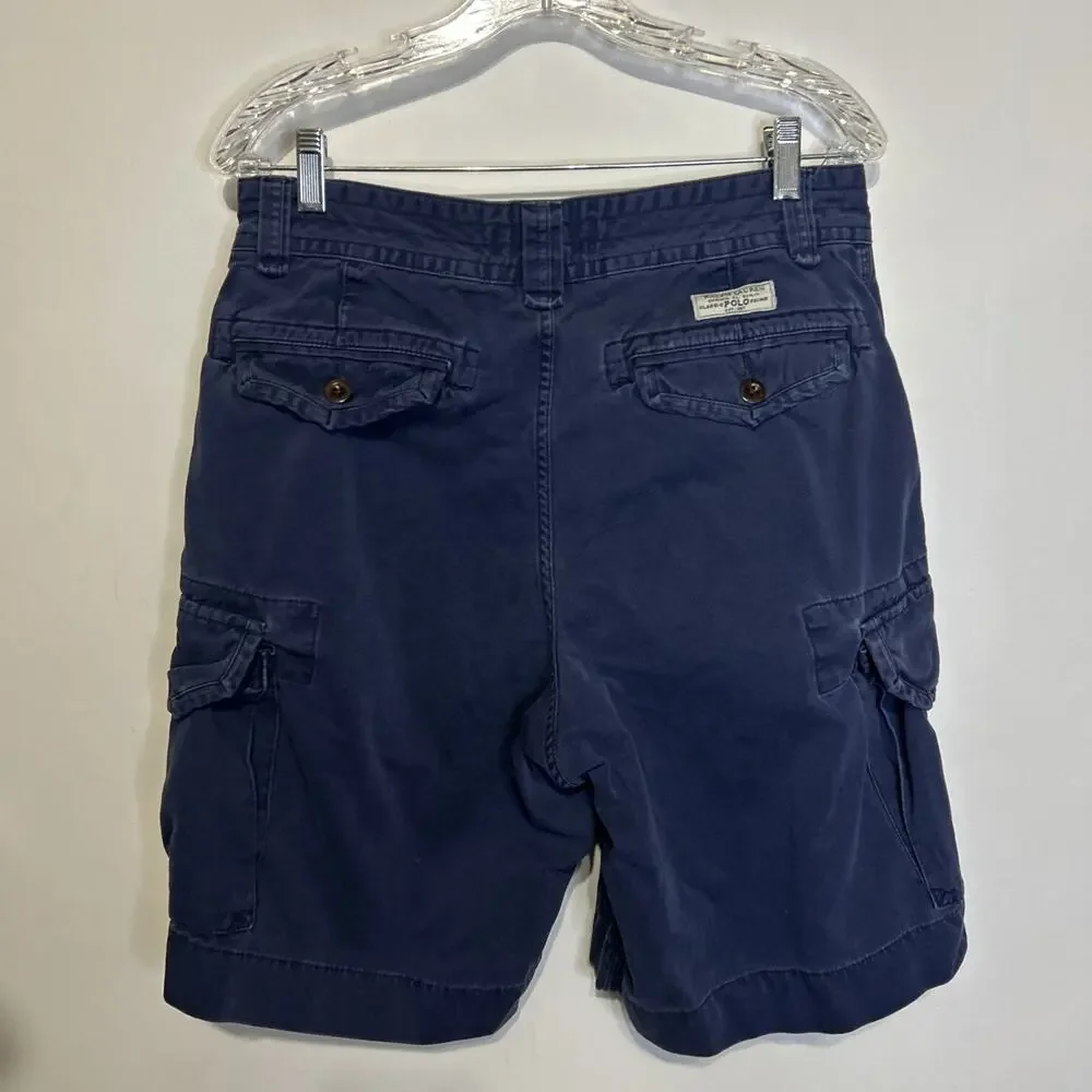 Ralph Lauren Men's Classic Polo Chino 10” Inseam Heavy Blue Cargo Shorts 32”